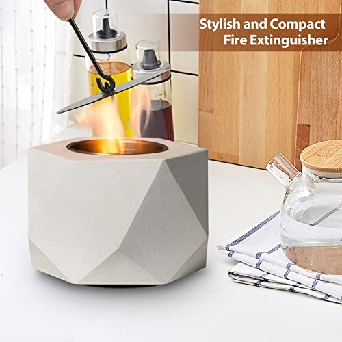 Table Top Fire Pit Bowl - Concrete Tabletop Fireplace Indoor Outdoor Decor Portable Rubbing Alcohol Burner Smores Maker for Patio Balcony with Extinguisher - Image 5